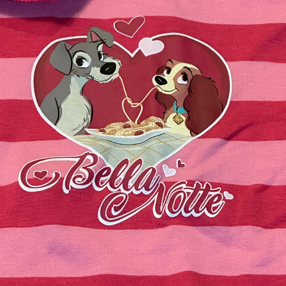 Disney Girls Pink Striped Cropped Lady & the Tramp Polo Shirt various sizes - Picture 11 of 12